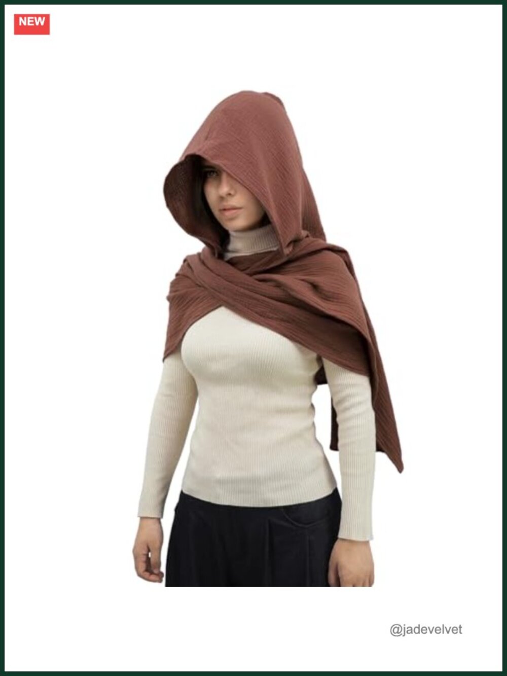 Hooded Cowl Scarf Linen Cotton Wrap Medieval Goth Costume